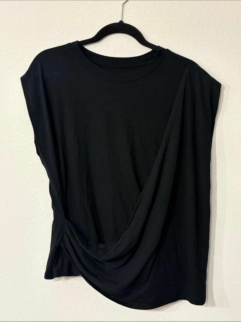 a new day Black Sleeveless Draped Front Blouse